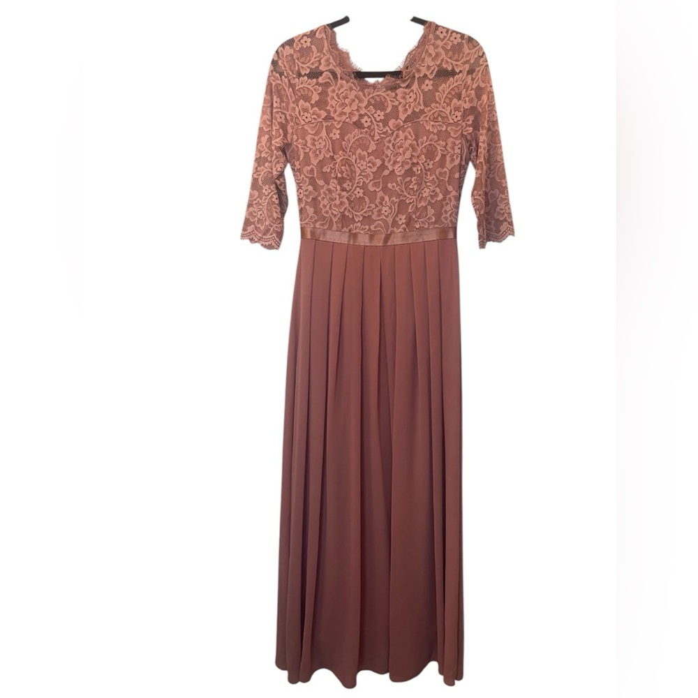 Elegant Lace Women's Dress Long Gown Dusty Pink size Medium